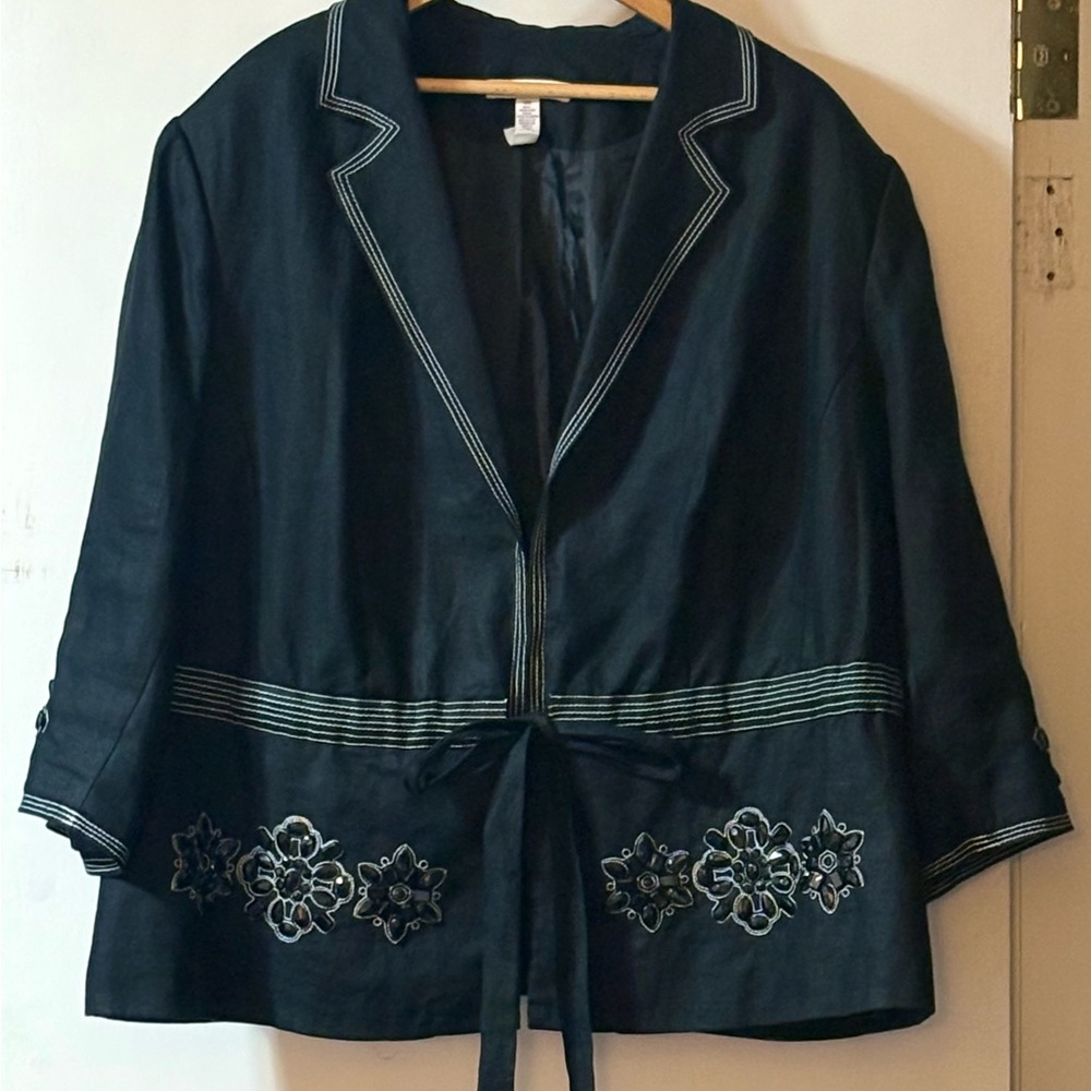 JM Collection Black Blazer with Embellishments